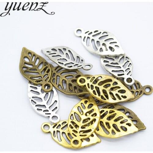YuenZ 30pcs 3 color Antique tree Leaf Pendent Charms Findings Silver Plated for Jewelry Making Necklace 23*11mm Q366