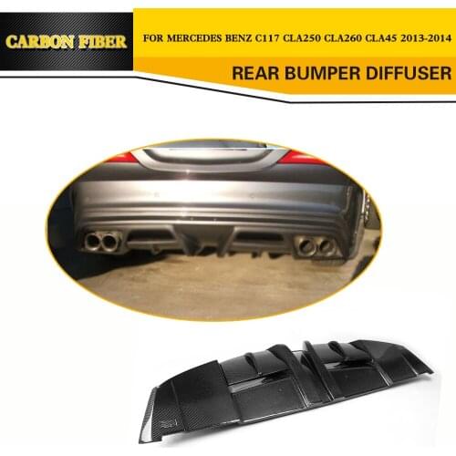 Carbon Fiber Rear Diffuser Bumper Lip Spoiler for Mercedes Benz C117 CLA250 CLA260 CLA45 Sedan 2013-2014