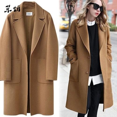 Woolen Women High Quality Loose Elegant Single Breasted Wool Coat Large Size Women Korean Casual Coat Autumn and Winter Fashion