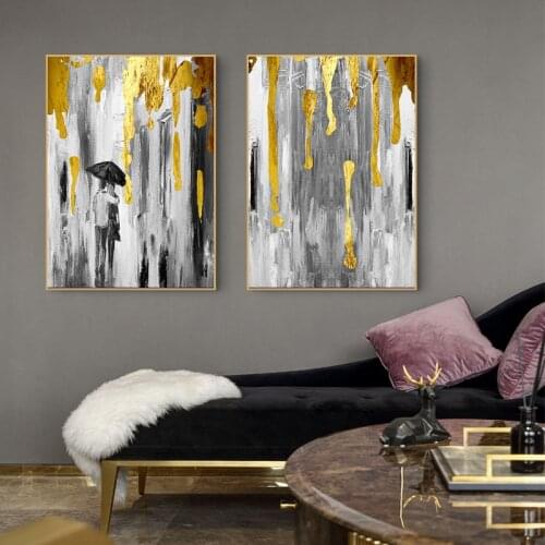 Golden and Grey Abstract Wall Art Canvas Printing Etsy Ebay Shopify Dropshipping Home Decor Canvas Painting Cheap Posters Prints