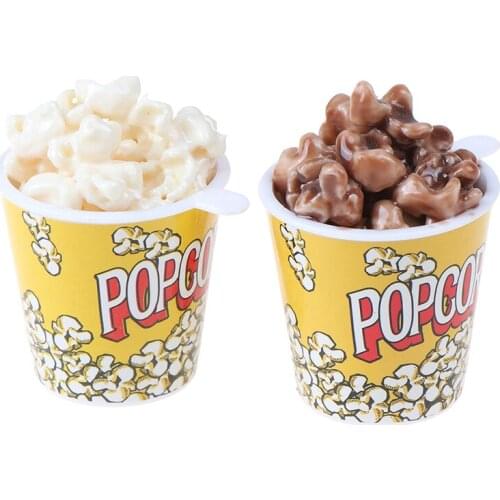1Pc 1:6 Dollhouse Miniature A Bucket of Popcorn Toy Pretend Play Kitchen Toys