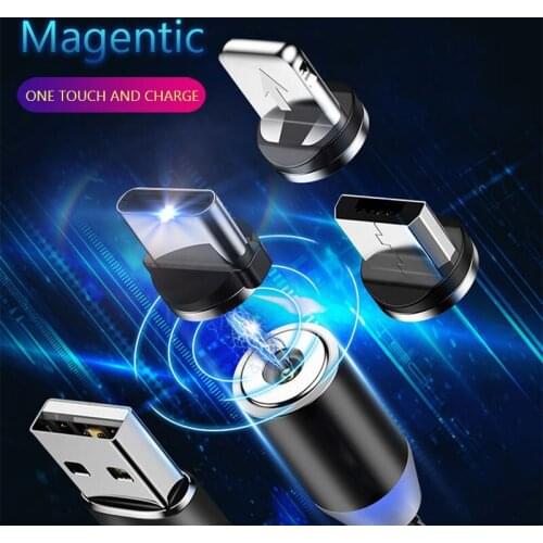 3 in 1 Fast Magnet Charge Cable LED Lighting Micro USB Type C Magnetic Charging Cables