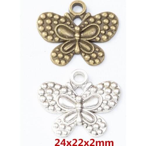 35 pieces of retro metal zinc alloy Butterfly Pendant for DIY handmade jewelry necklace making 8157