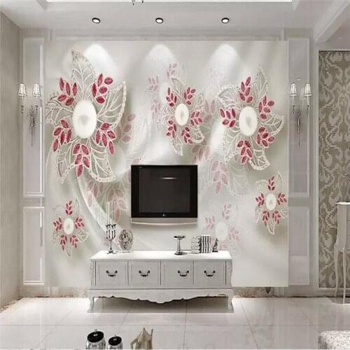 3d three-dimensional jewelry flower TV background wall professional production murals custom photo wallpaper home decoration