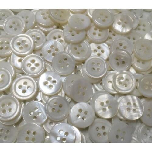500 pcs/lot 9mm fashion natural White mother of pearl shell button with 4 holes shirt button Sewing Buttons