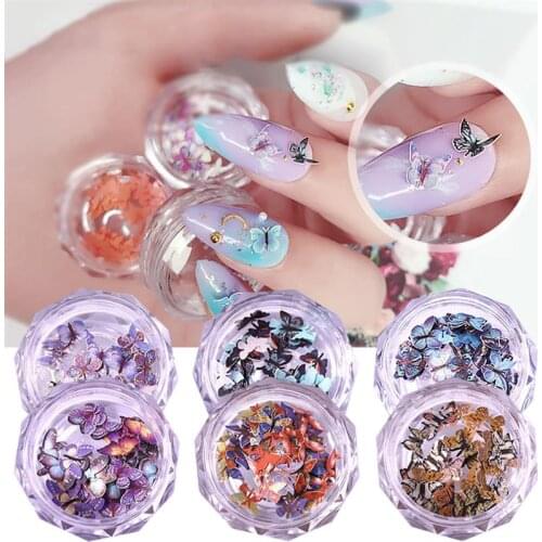 6 Boxes Nail Charm Creative DIY 3D Butterfly Nail Art Charm Nail Art Decoration Beauty Nail Art Accessories for Women Girls