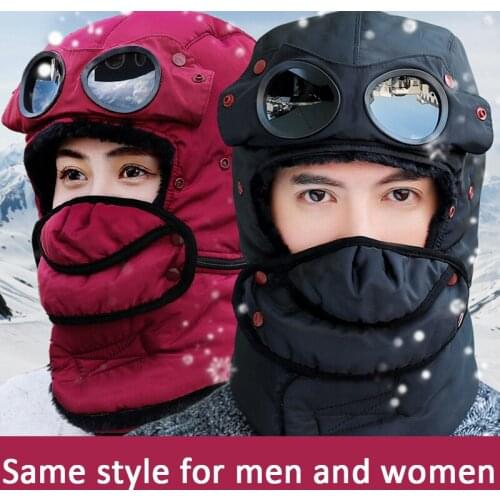 Winter Trapper Hat with Goggles Ear Flap Thermal Neck Warmer Cotton Polyster Outwear Unisex NYZ Shop
