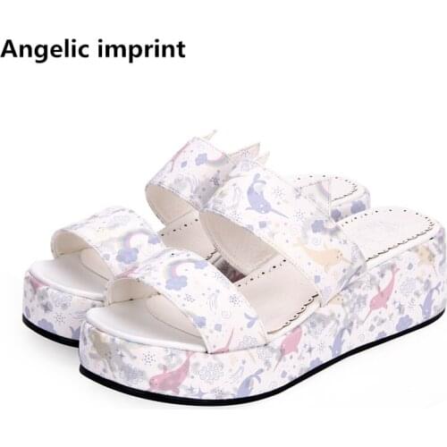 Angelic imprint woman mori girl lolita cosplay shoes lady mid heels pumps women princess summer dress sandals 33-47 fish mouth