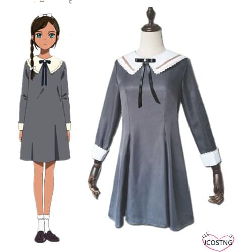 Anime Cosplay Costume Neiru Aonuma WONDER EGG PRIORITY Braid Wig Dress Headwear Socks Party Role Play Anime Uniform Girls Women