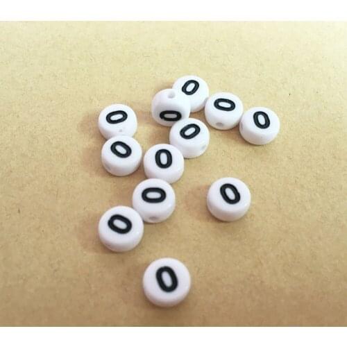 Free Shipping Newest DIY Jewelry Material Round Number Beads 3600PCS/Lot 4*7MM Flat Coin Acrylic Plastic Single No Zero 0 Beads
