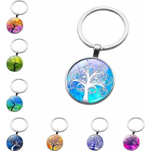 Tree of Life Keychain Art Photo Jewelry Keychain Lady Fashion Car Key Chain Pendant Valentines Day Gift
