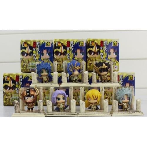 7pcs/lot Saint Seiya SHIRYU HYOGA SHUN IKKI JABUl Knights of the Zodiac PVC Action Figure Model with box free shipping