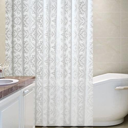 European White Shower Curtain Solid Color Polyester Fabric Thick Waterproof Curtains Mold Simple Bathroom Set Partition Curtain