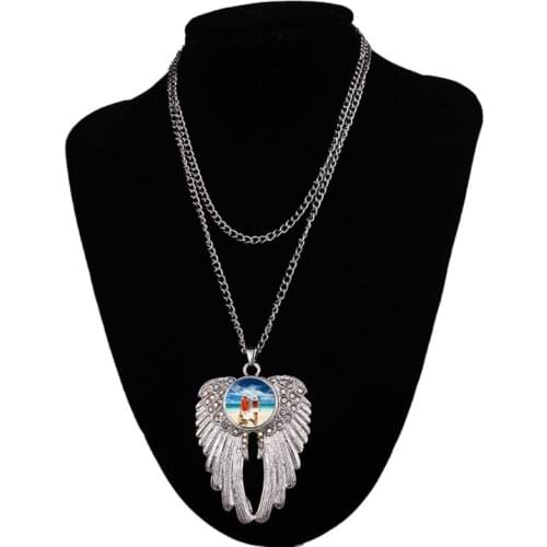 F3MD Creative Sublimation Blank DIY Metal Pendant Retro Wing Car Hardware Pendant Pendant Gift for friends/Family