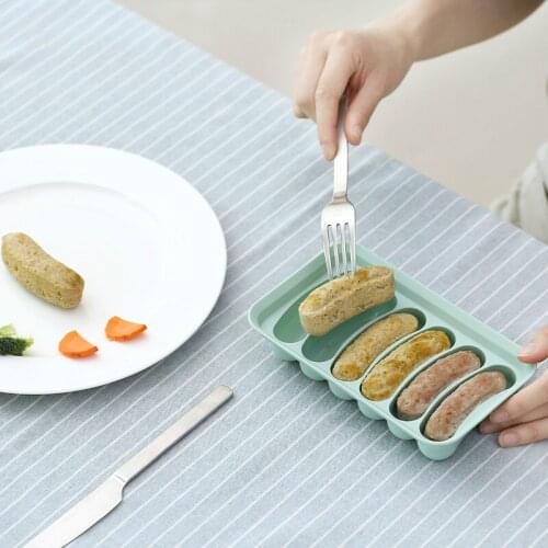 6 In1 Cavities Sausage Hot Dog Mold Silicone Baking Mold DIY Homemade Baking Mould Reusable Burger Press Maker Meatball Mold