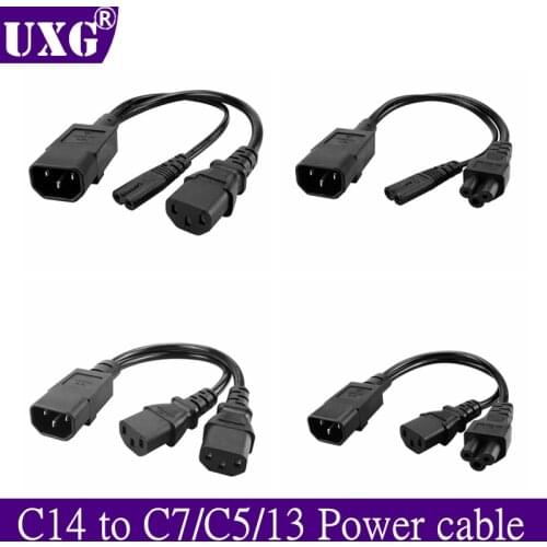 IEC320 C14 C8 To 2X C7 C5 C13 Y Split AC Power Cord, IEC Figure 8 Male To 2 Female 1 In 2 Out AC Power Cable 30cm Black