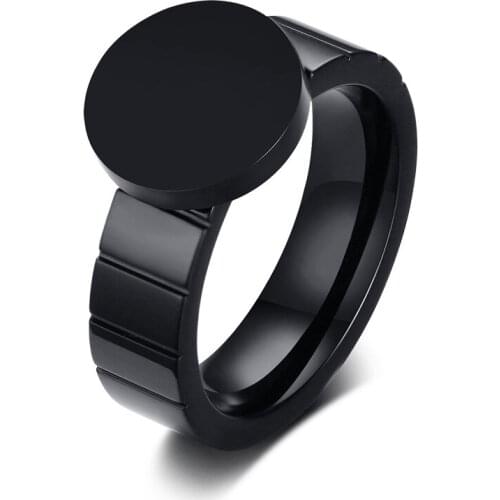 Personality Watch Shape Round Ring for Women Men Black Ring Stainless Steel Rings Men Women Jewelry Gifts for Party bague homme