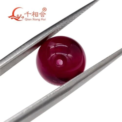Artificial ruby red color sphere shape/ ball shape red color corundum with full hole