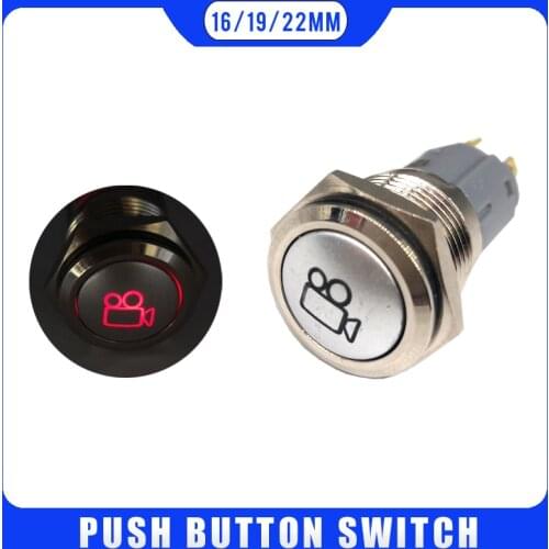 Car video symbol light switch locking fixation Momentary car custom Power push button switch 3V 5V 12V 24V 220V LED light Car