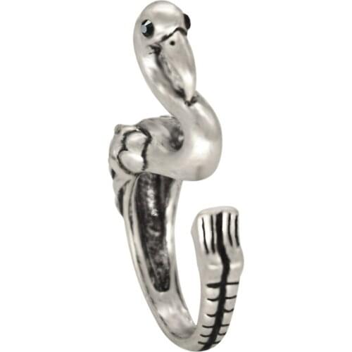 Cxwind Cute Bronze Flamingo Rings for Men Anillos Mujer Anelli Anel Masculino Aliancas Resizeable Girl Gift Animal Ring Bijoux