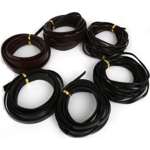 3/6/10mm Wide Leather Rope Genuine Cow Leather Rop String Cord (About 2mm Thick) for Bracelet & Necklace Jewelry Craft Making