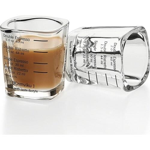 Square Expresso Cup Thickened Glass Jigger Ounce Cup 60ml Ounce Cup Graduated Measuring Cup Concentrated Cup Espresso Coffee Cup