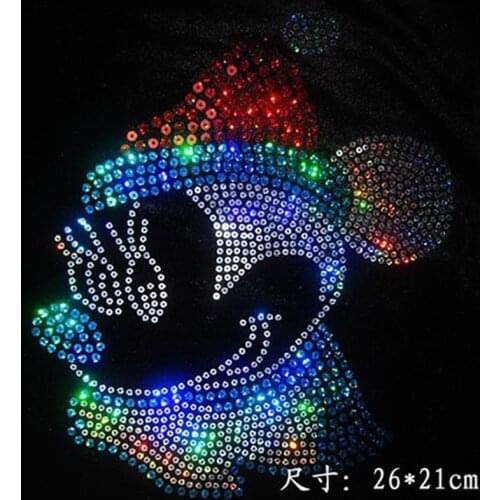 Sequins Lazer Holographic transfer on design rhinestones fix hot fix rhinestone transfer motifs patches shirt