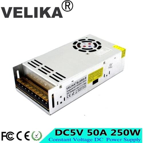 Best Price Regulated DC5V 50A 250W Power Supply Switching Driver 110v 220V AC DC 5V For LED Light Strip display Screen Lighting