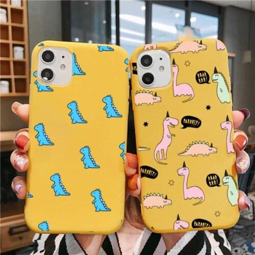 Cute Dinosaur Phone Case for iphone 11 Pro Max X XS Max XR Soft Cover For iPhone 7 8 6 6S Plus Candy Color TPU Fundas