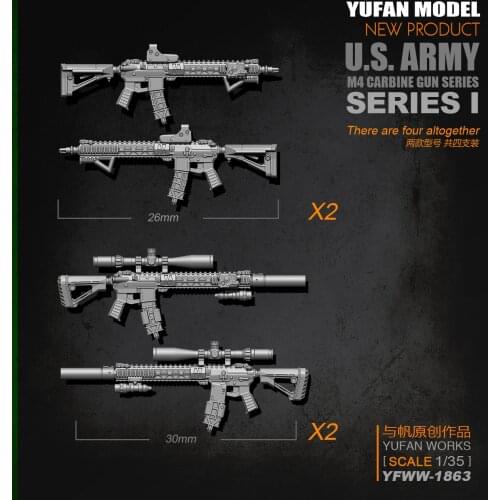 Yufan Model Original 1/35 m4 Rifle-1 Model Kit Resin 2-3CM Soldier accessories Yfww-1863