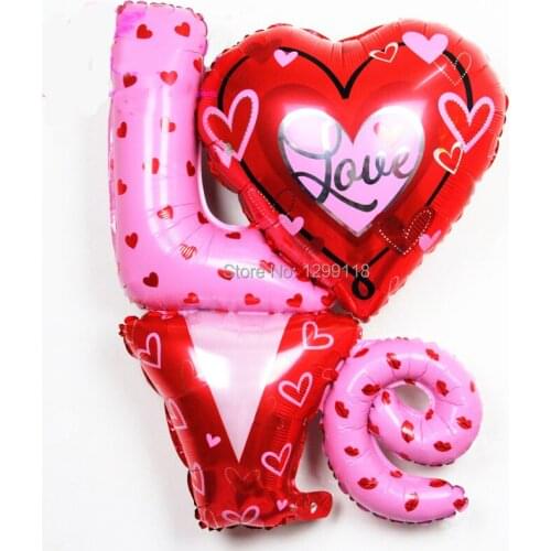 New Arrival Love Letter Connected Foil Balloons Wedding Valentines Party Decorations Air Balls Inflatable Toys