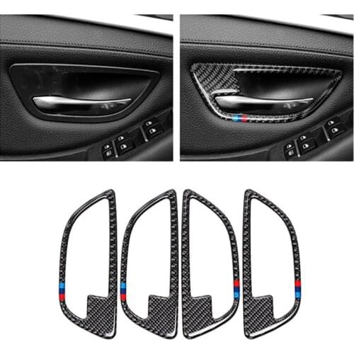 Auto Door Pull Decal for BMW F10 5 Series 2011-2017 Carbon Fiber Car Interior Door Handle Cover Door Bowl Stickers Decoration