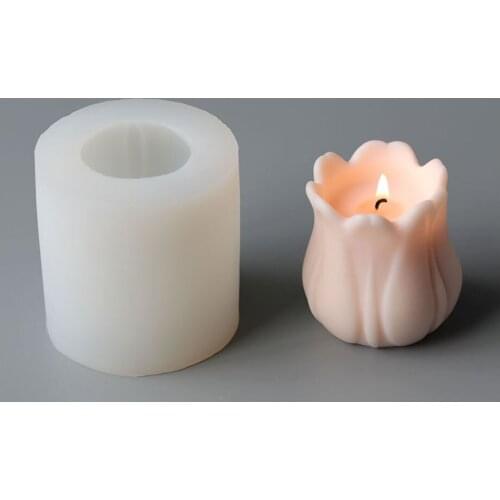 New DIY Candles Mould Tulip Candle Aromatherapy Plaster Candle Silicone Hand-made Soy Aroma Wax Soap Candles Mold