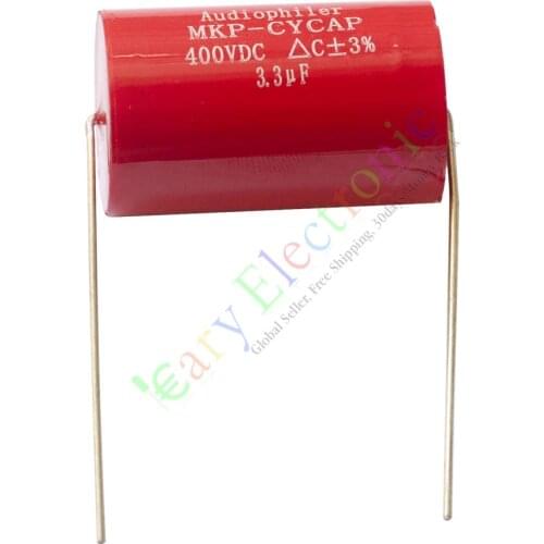 Wholesale and retail 10pc MKP 400V 3.3uf Red long copper leads Axial Electrolytic Capacitor audio amp free shipping