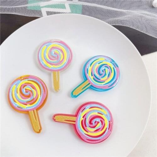 Wholesale 40pcs/lot color pattern print cartoon Lollipop shape acrylic beads diy jewelry earring/garment pendant accessory