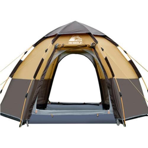 Outdoor hexagonal 5-8 people multi-person automatic rainproof tent camping field camping family leisure tent