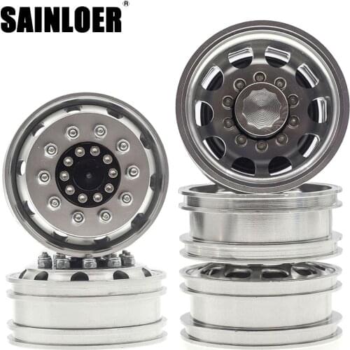 SAINLOER 2pcs Aluminum Alloy Front Rear Wheel Rims For 1/14 Tamiya Tractor Truck Climbing Trailer Cargo Truck Car