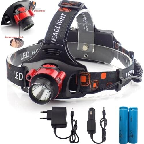 Rechargeable T6 LED Head light torch headlamp 18650 or AA battery super bright gesture sensor powerful torches headlight hunting