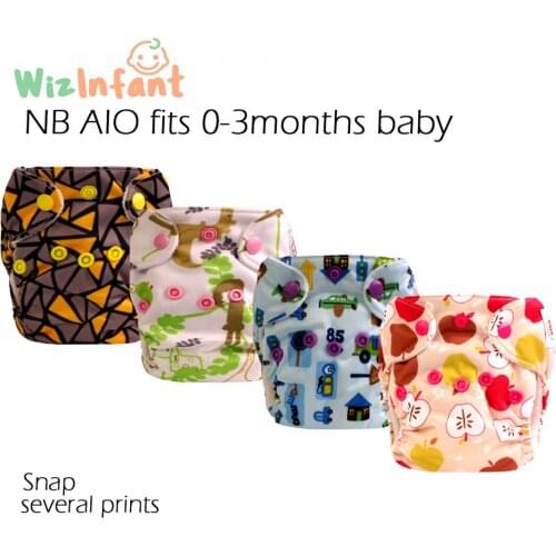 Happy Flute NB Diaper,Baby Nappy, NB Diaper, AIO Diaper With A Sewn Inside Insert. Fit Baby 0-3 Months Or 6-12 lbs