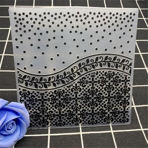Chinese knot dots leaves wave square transparent plastic folding embossing board DIY handmade works background embossing mold