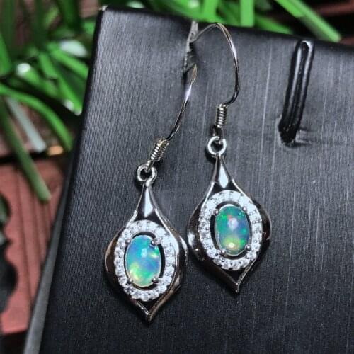 Natural Opal Earrings color changes with light beautiful 925 pure silver color gem