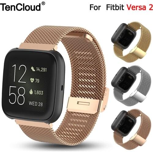 Replacement Strap For Fitbit Versa 2 Band Stainless Steel Metal Bracelet For Versa/Versa Lite Smart Watch Wristband Adjustable