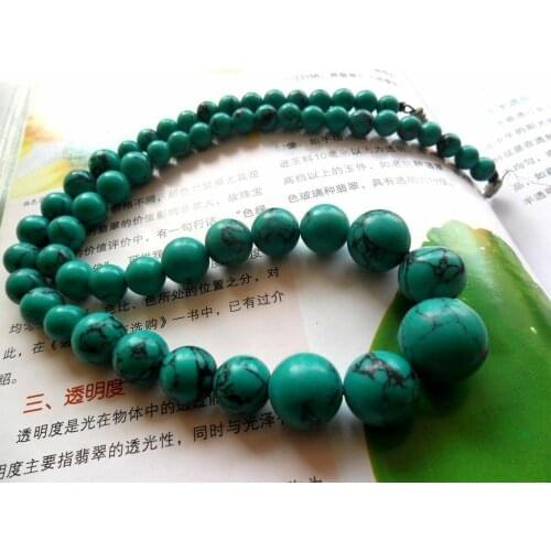 Old Azurite Turquoise Gemstone round Beads Necklace