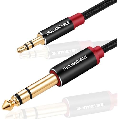 SHULIANCABLE 3.5mm to 6.35mm Stereo Audio Cable, 6.35 1/4" Male to 3.5 1/8" Male TRS Stereo Audio Cable for Guitar,iPod, Laptop
