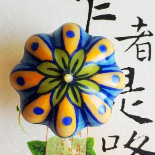 Fine ceramic knobs Painting Hand Painted porcelian drawer cabinet knobs vintage rural ceramic kitchen cabinet door handles knobs