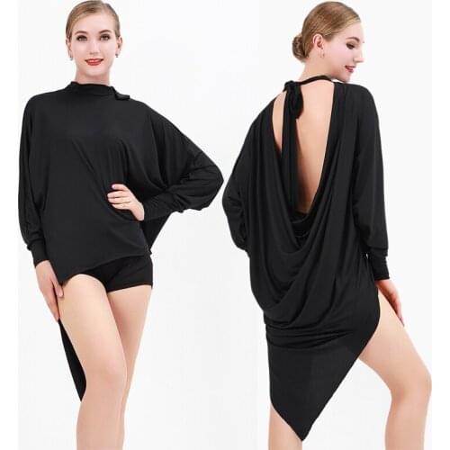 Sexy Latin Dance Tops Designer Clothes Black Dress Ballroom Dance Costume Practice Wear Salsa Dancewear Tap Dance Outfit JL2609