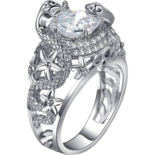 UFOORO Fashion jewelry silver-color Double snake wound Ring Zircon Ring Punk Rock Jewelry Domineering Cool brand design Rings