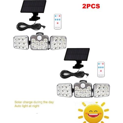 2pcs 138 led seperable remote Outdoor Solar Light Motion Sensor Waterproof Sunlight Garden Decoration Street Solar Powered Wall