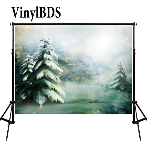 VinylBDS Christmas Tree Backdrop Forest Backdrops White Snow Backdrop Newborn Photography Props Scenery Snowflake Backdrops