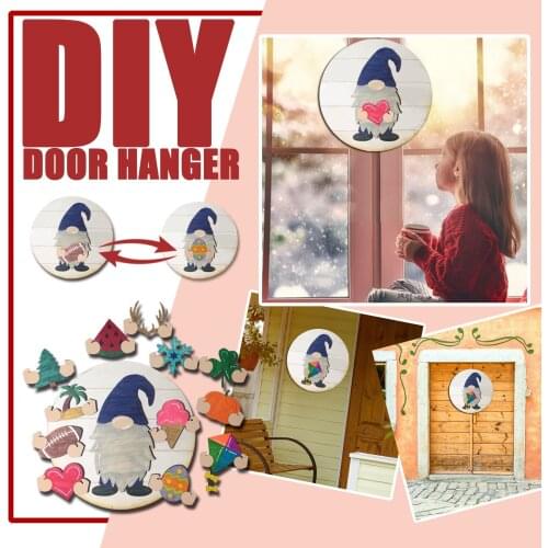 All Seasons Welcome Sign Cute Diy Gnome Door Yard Hanger Interchangeable Sign Home Garden Doorway Decoration Gifts Dropshipping